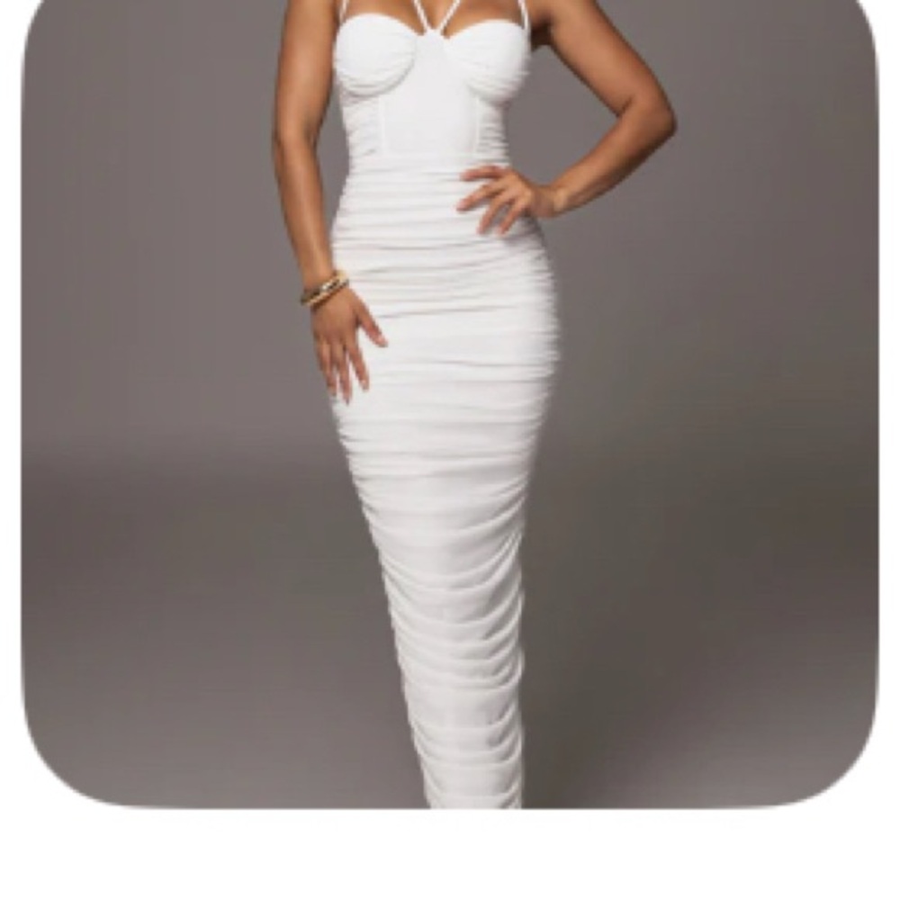JLUXLABEL White Ruched Maxi Dress